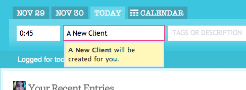 Quick Entry: Creating a New Client