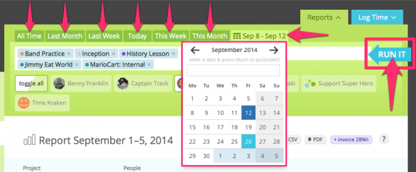 change date frame & run new report