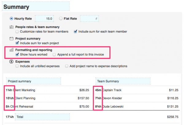 formatting & reporting
